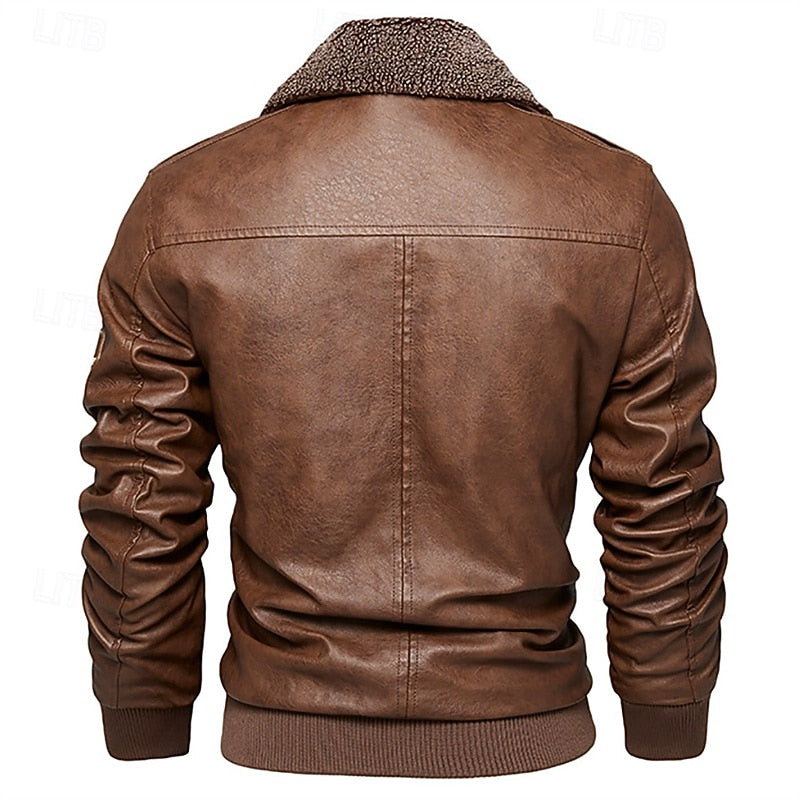 Men's aviator bomber jacket with a soft-lined collar and front pockets