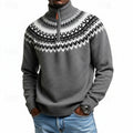 Men's heritage-pattern quarter-zip sweater in breathable knit