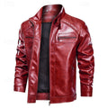 Men's classic biker jacket with a stand-up collar and zip pockets