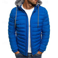 Men's quilted puffer jacket with a removable hood for winter