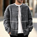 Men's geometric patterned button-front cardigan for winter layering