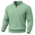 Men's ribbed quarter-zip pullover with a standing collar for winter