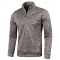 Men's coffee brown quarter-zip textured knit pullover sweater