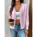 Women's v-neck scalloped cardigan with a button-front design