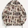 Women's plush patterned zip-up jacket with an adjustable hem