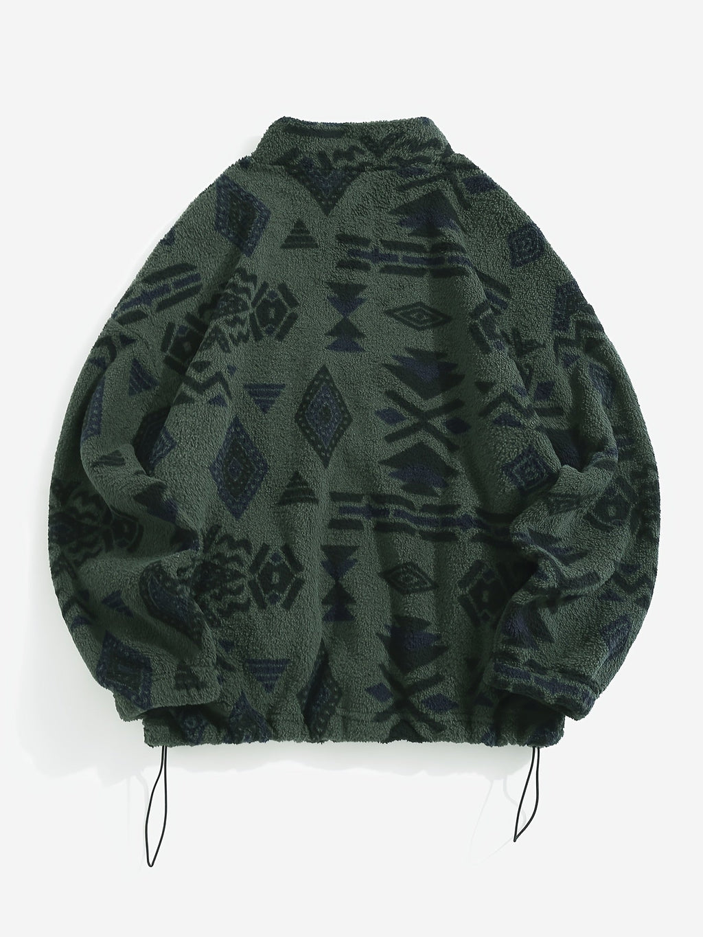Women's plush patterned zip-up jacket with an adjustable hem