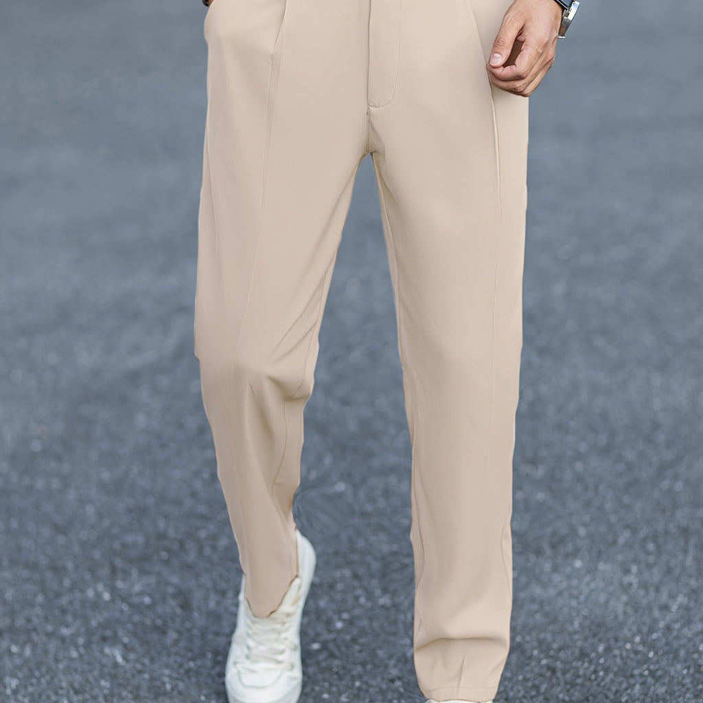 Men's apricot relaxed-fit casual dress pants for the office and weekend