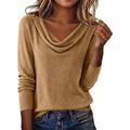 Women's draped cowl neck sweater in a relaxed long-sleeve fit