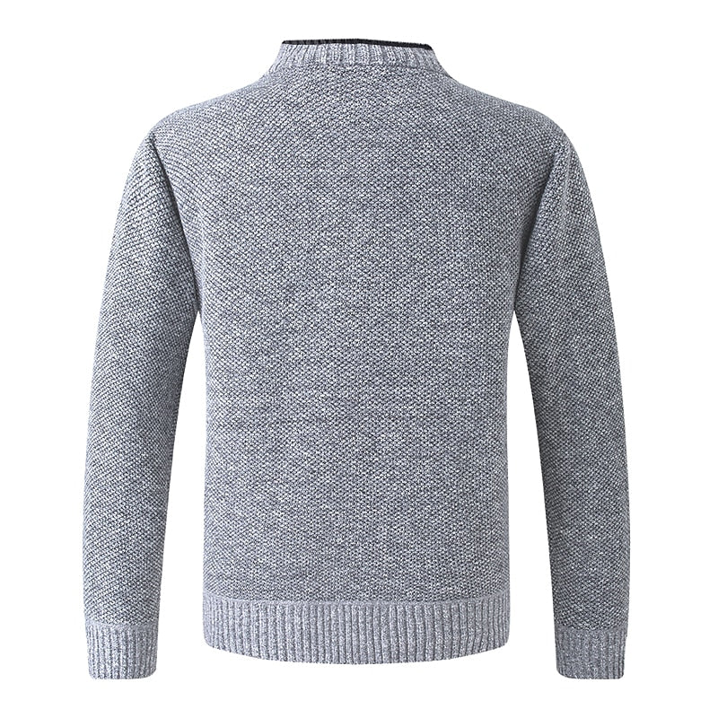 Men's lined button-front v-neck cardigan with handy front pockets
