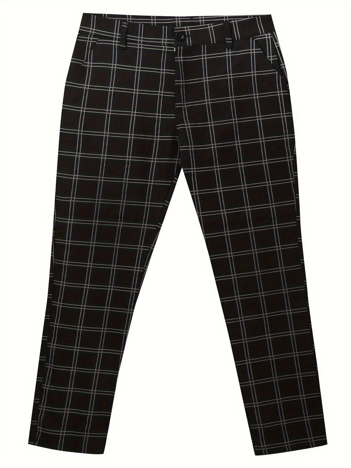Men's slim-fit dress pants with a classic check pattern for the office