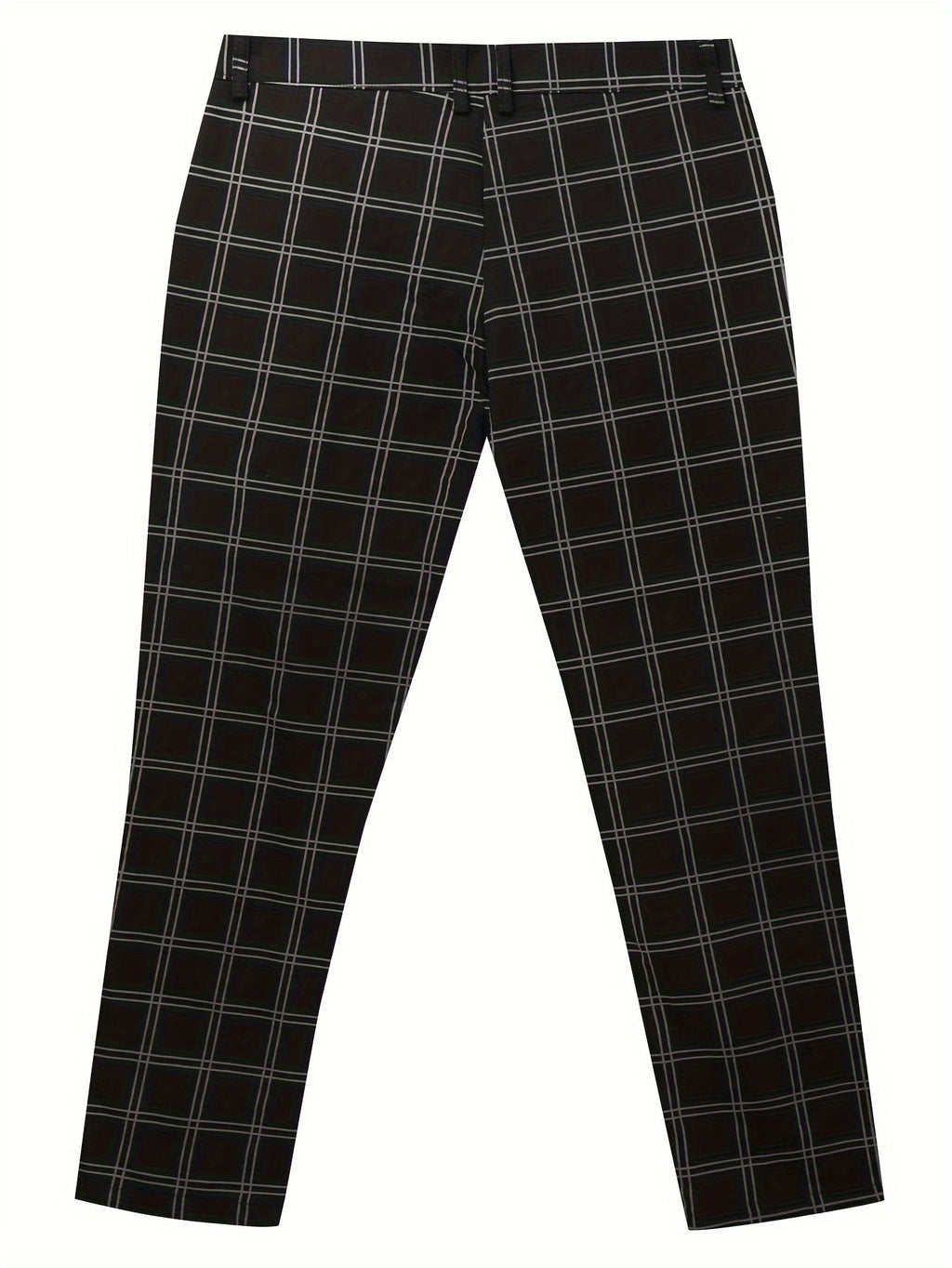 Men's slim-fit dress pants with a classic check pattern for the office