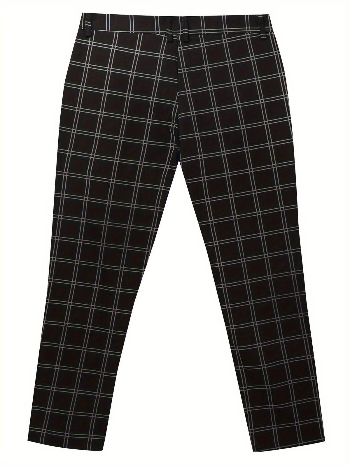 Men's slim-fit dress pants with a classic check pattern for the office