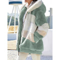 Women's green textured zip-up hooded jacket