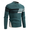 Men's color-block ribbed knit crew neck sweater in a relaxed fit