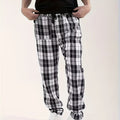 Men's plaid flannel lounge pants with an adjustable drawstring waist