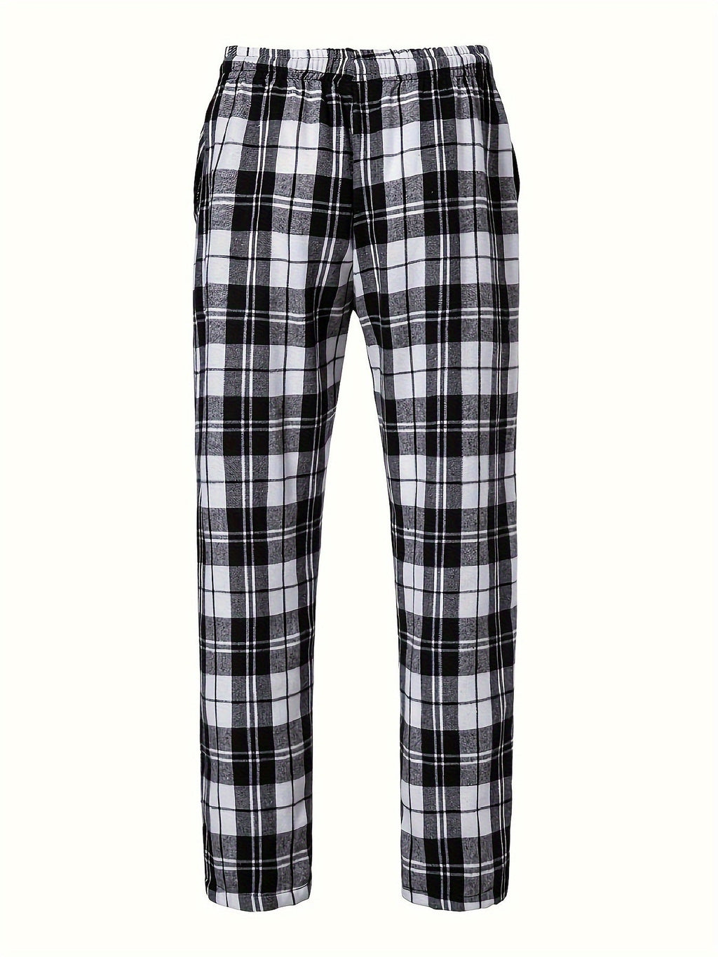 Men's plaid flannel lounge pants with an adjustable drawstring waist