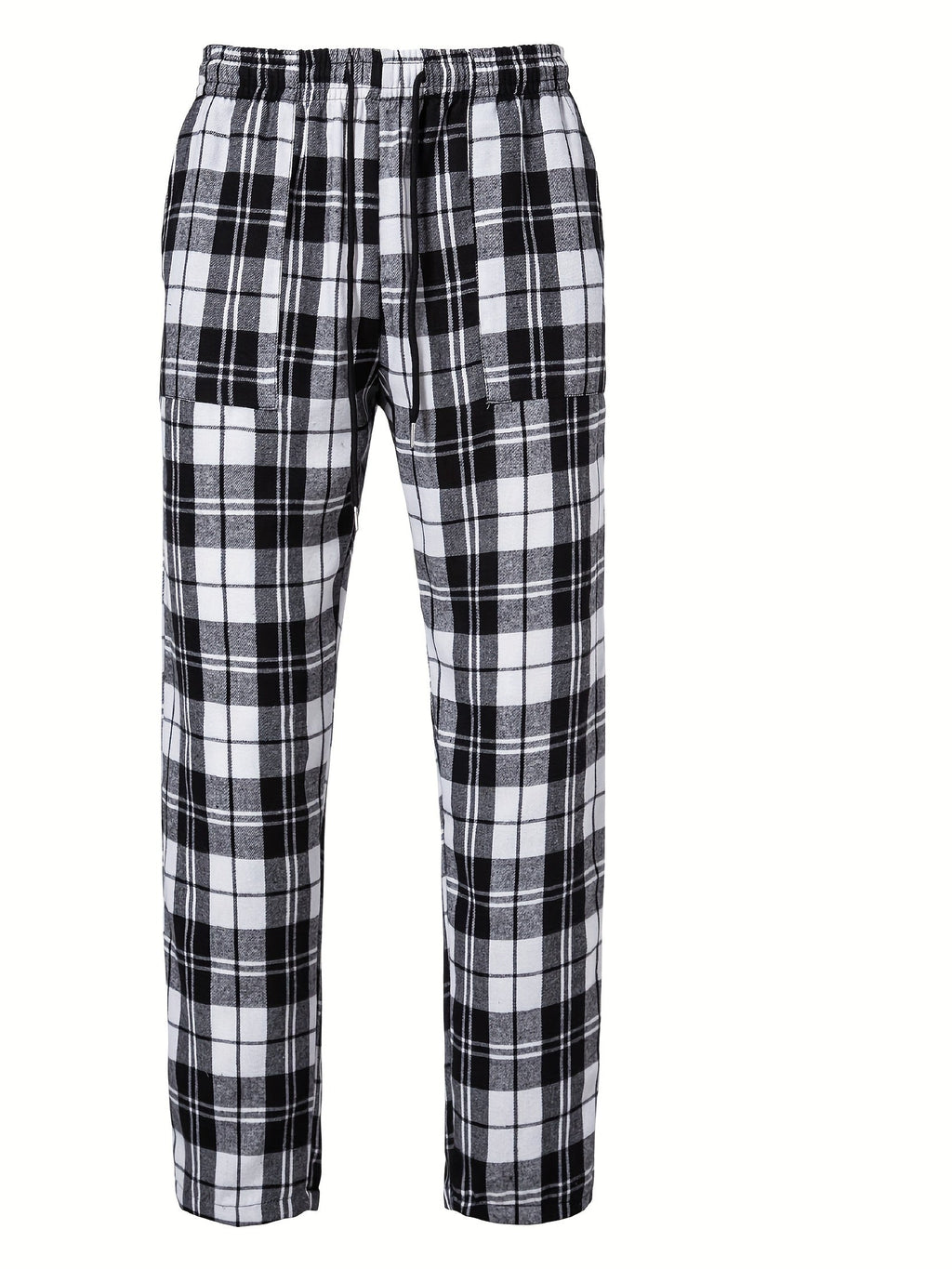 Men's plaid flannel lounge pants with an adjustable drawstring waist
