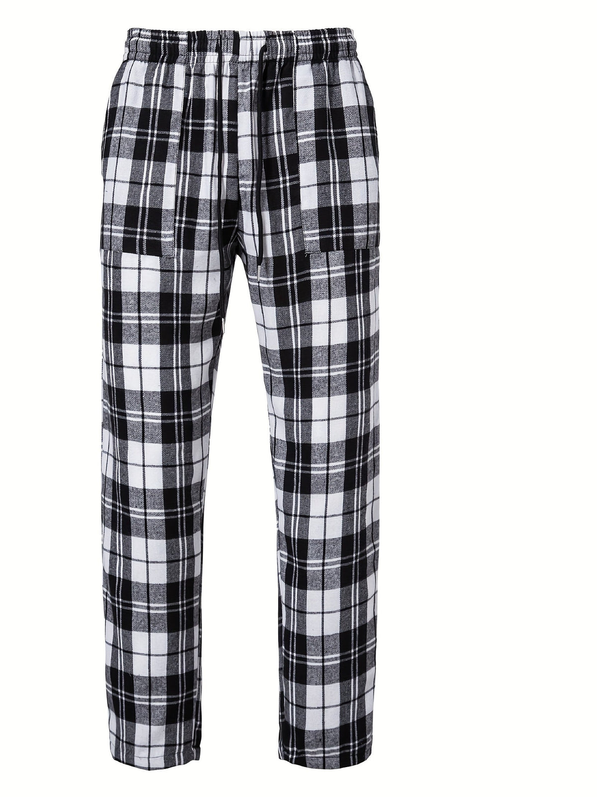 Men's plaid flannel lounge pants with an adjustable drawstring waist