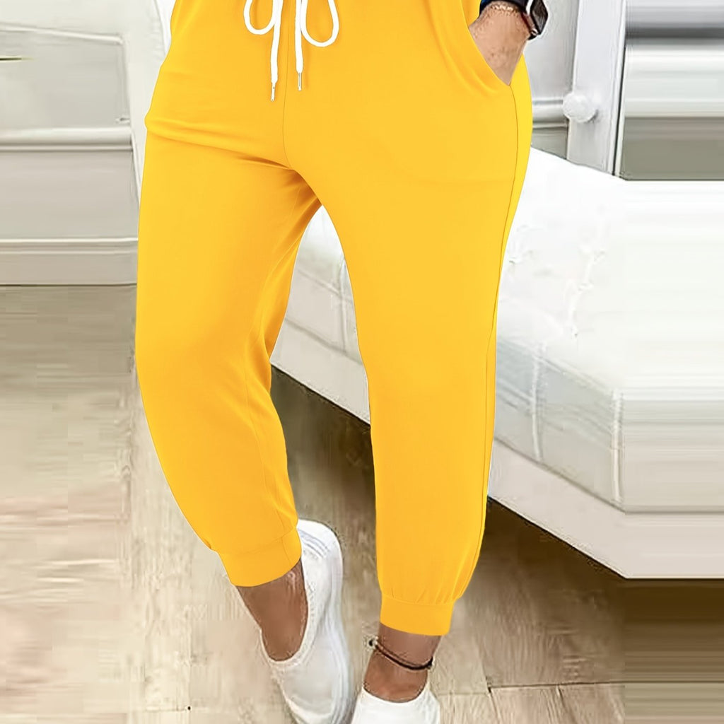 Women's tapered drawstring jogger pants with side pockets