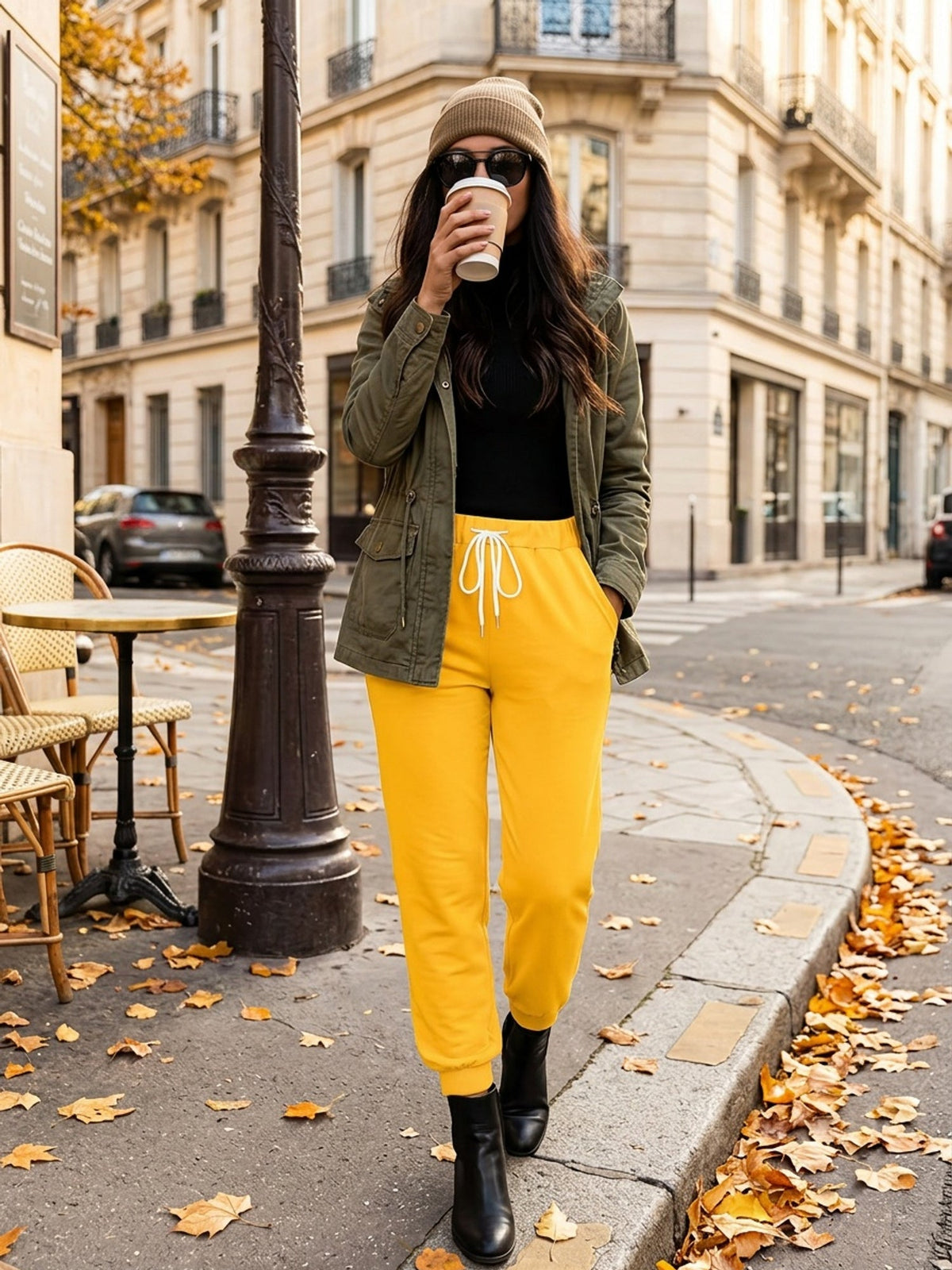 Women's tapered drawstring jogger pants with side pockets