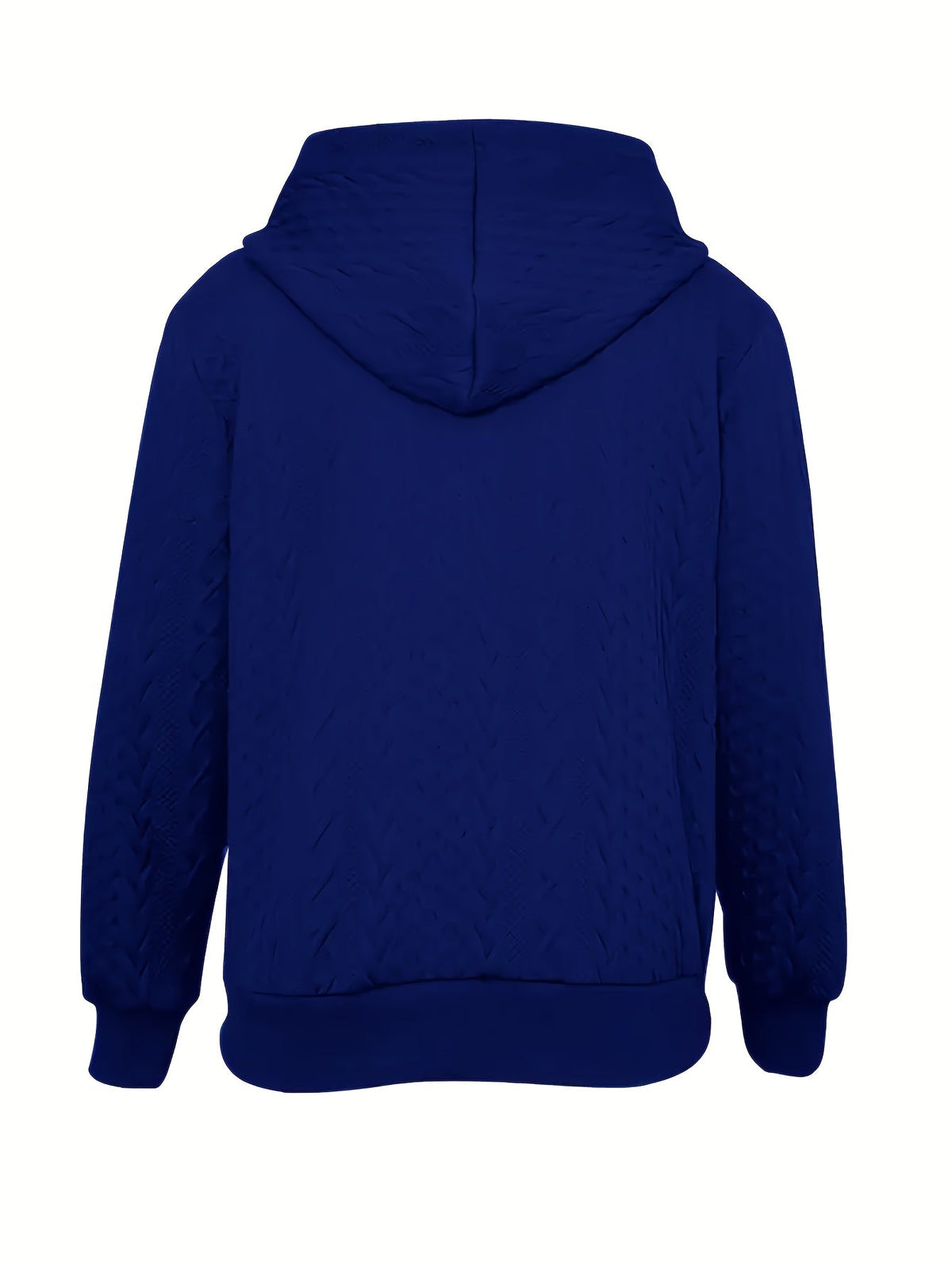 Women's Blue textured zip-up hooded jacket with a relaxed, casual fit