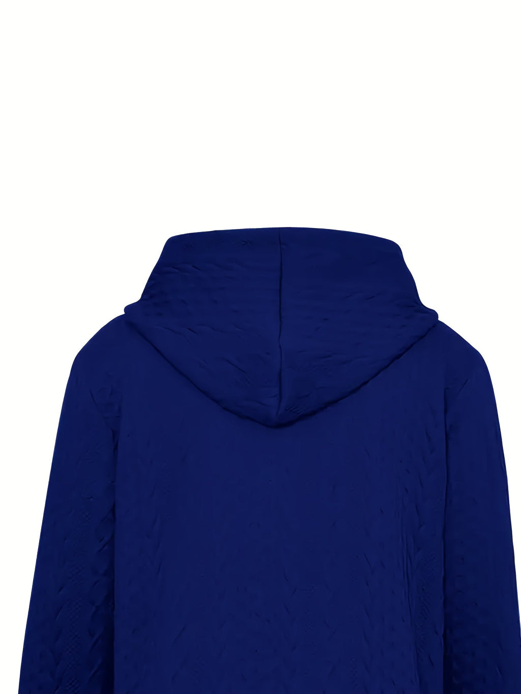 Women's Blue textured zip-up hooded jacket with a relaxed, casual fit