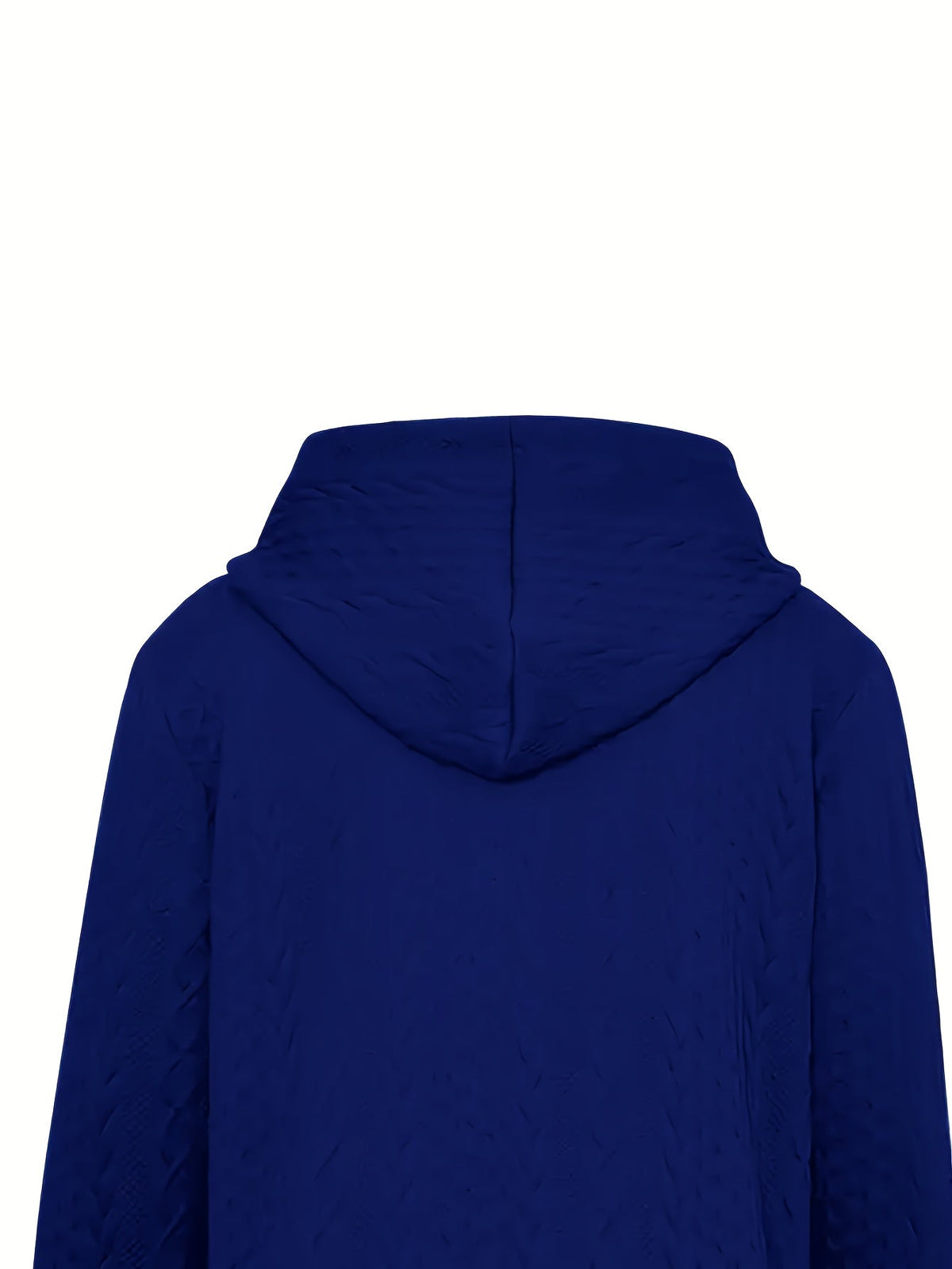 Women's Blue textured zip-up hooded jacket with a relaxed, casual fit