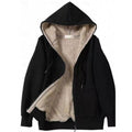 Women's fleece-lined hooded jacket with a zip-up front closure