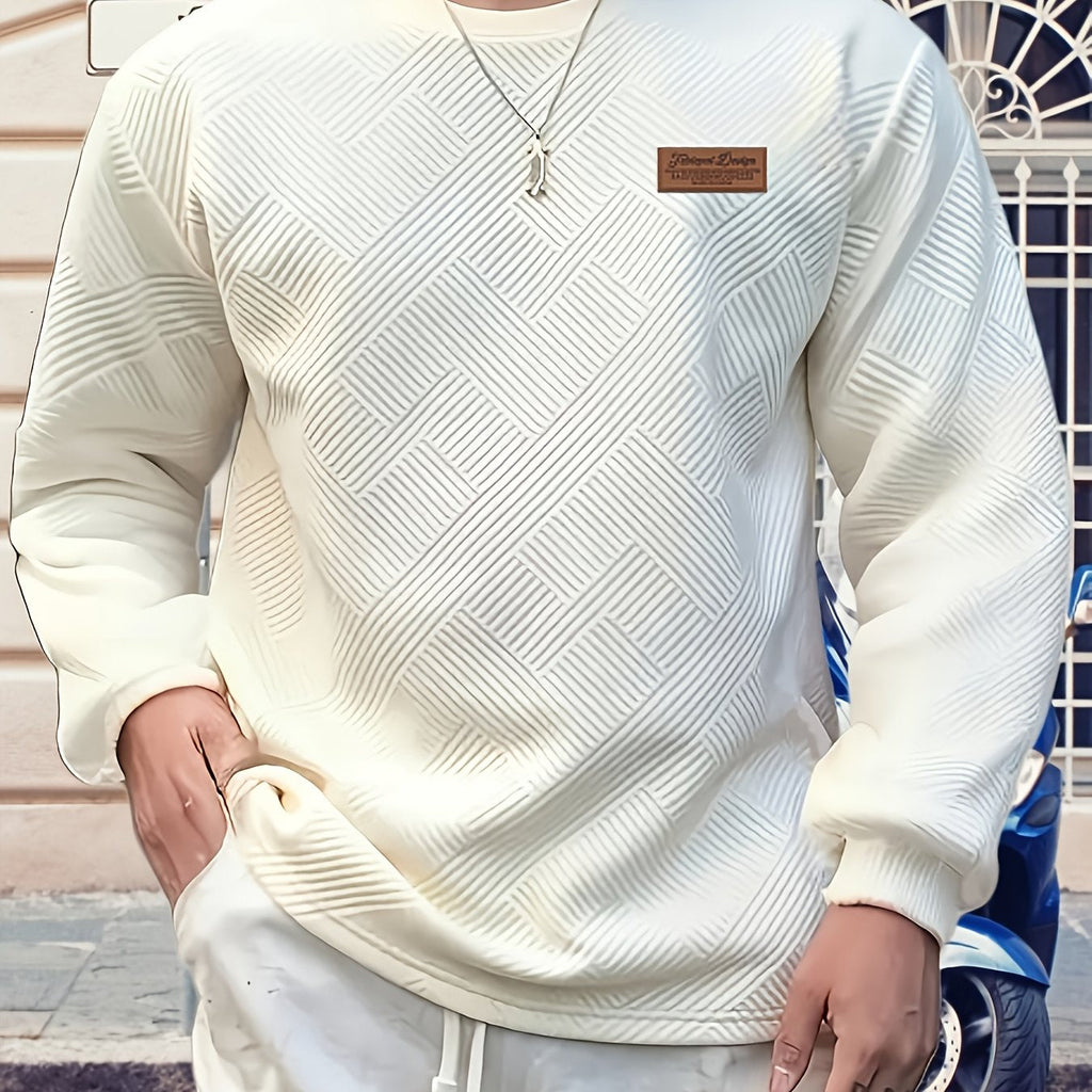 Men's textured crew neck sweatshirt with a relaxed everyday fit