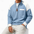 Men's light blue waffle knit henley shirt with colorblock trim