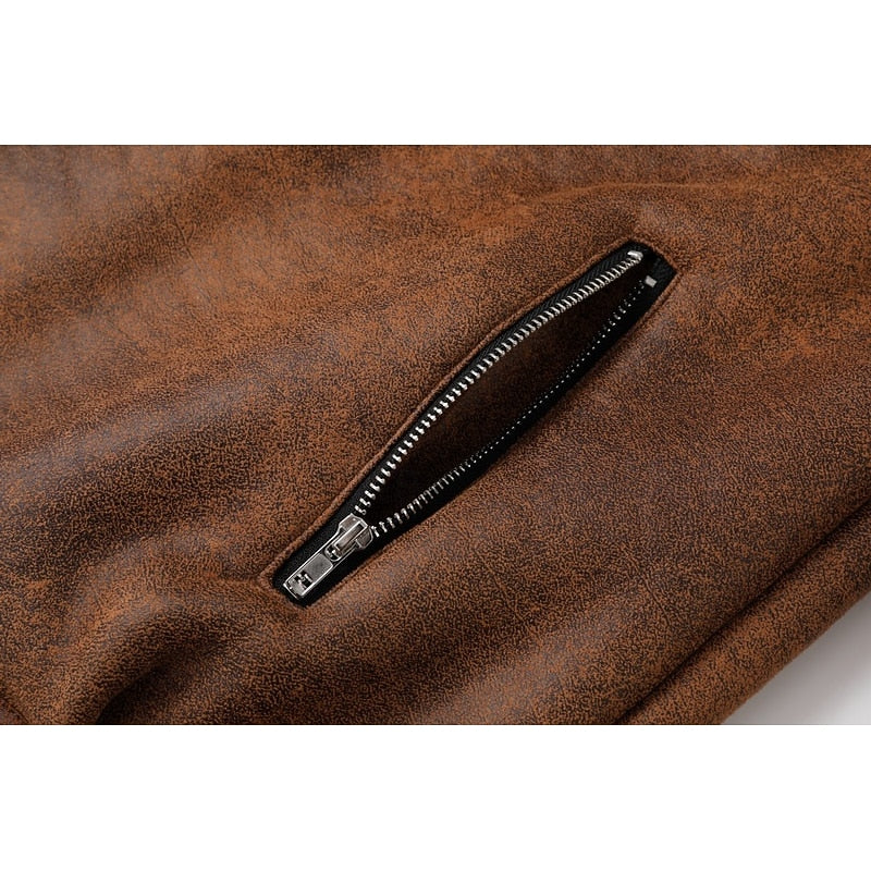Men's plush-lined winter jacket with a classic collar and zip pockets