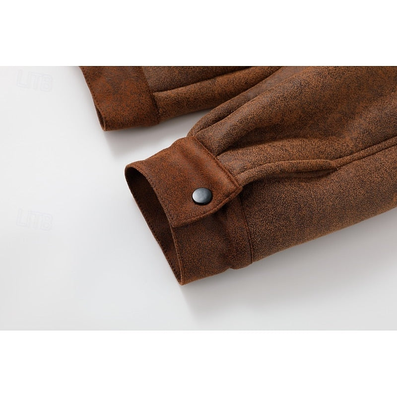 Men's plush-lined winter jacket with a classic collar and zip pockets