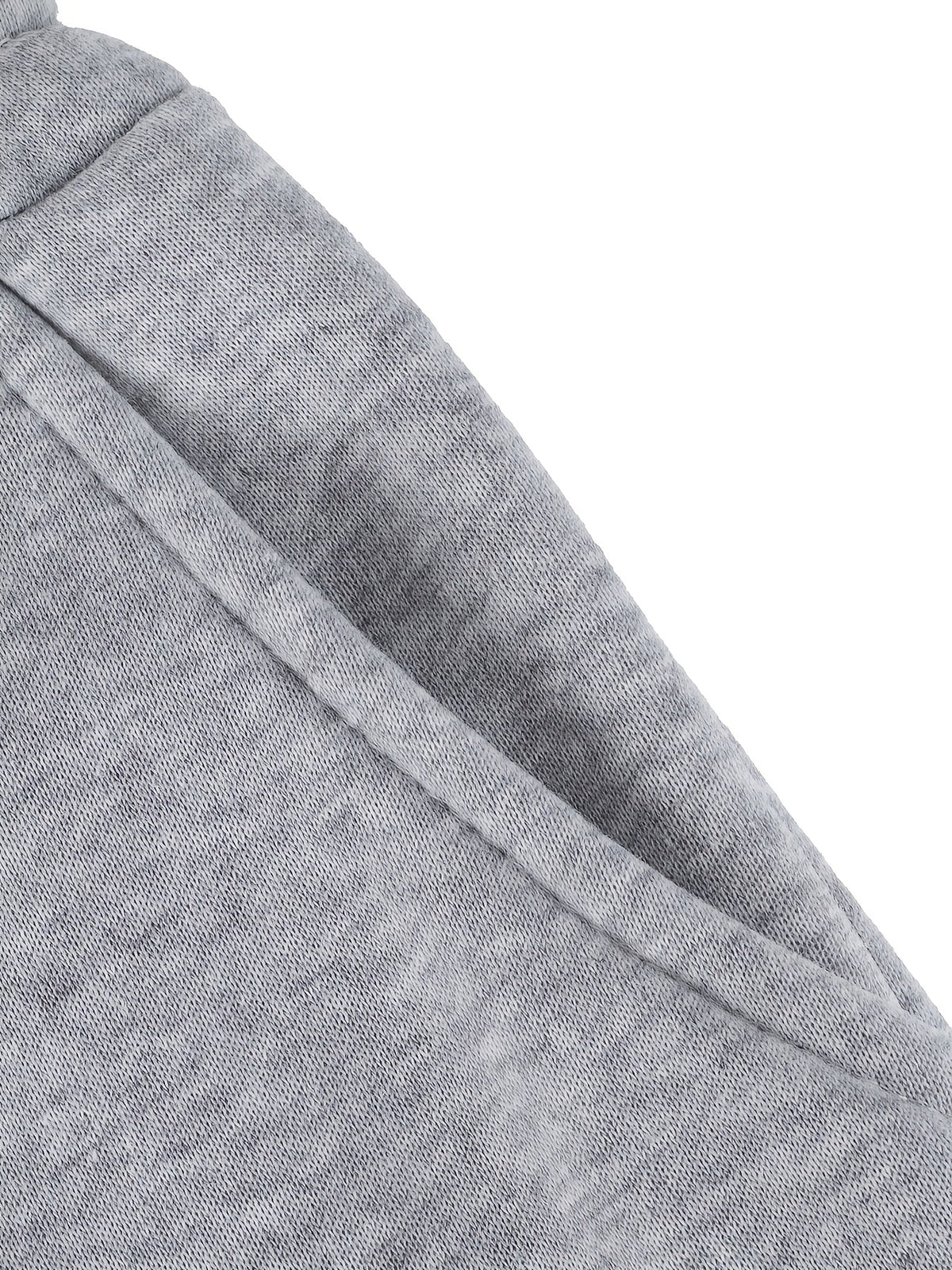 Women's grey cargo joggers, close-up of side seam and pocket