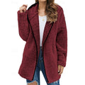 Women's wine hooded zip-up jacket with relaxed fit