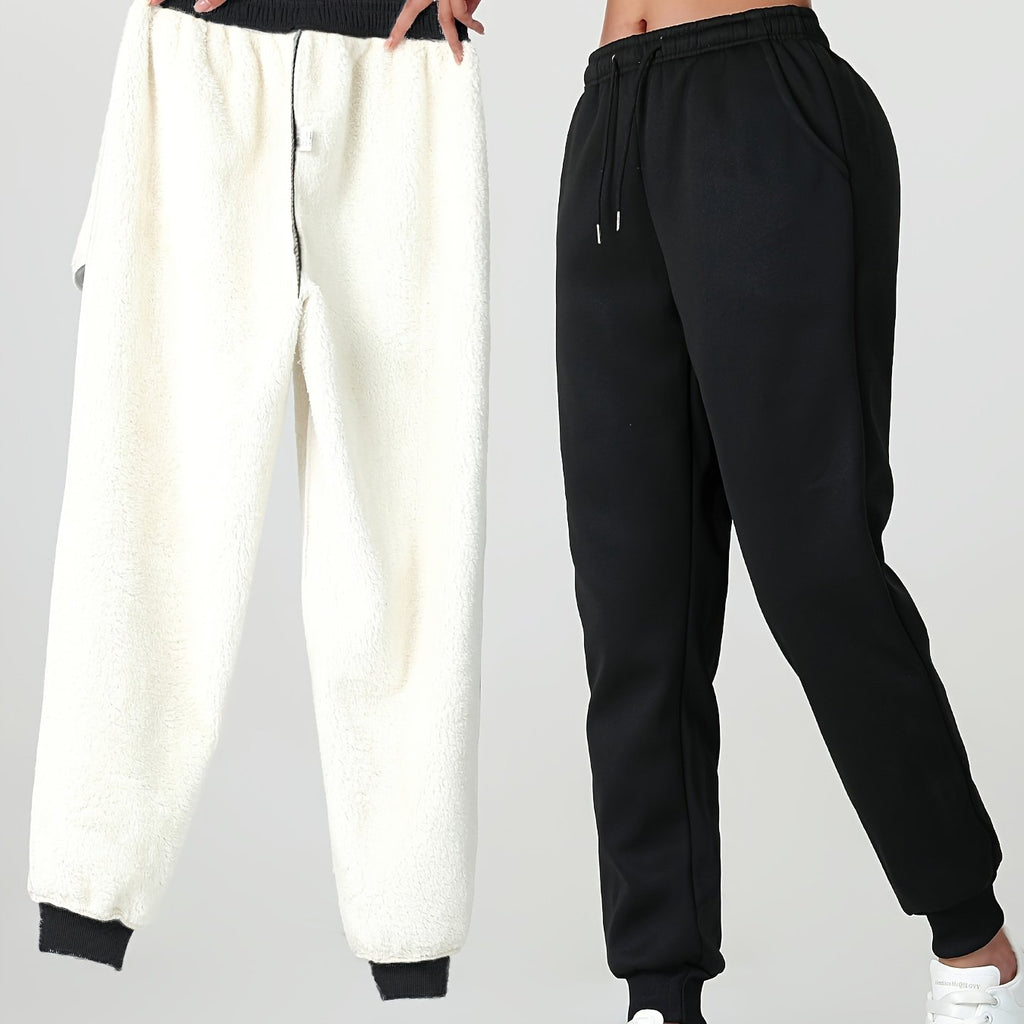 Women's soft-lined cuffed joggers with a drawstring waist and slant pockets