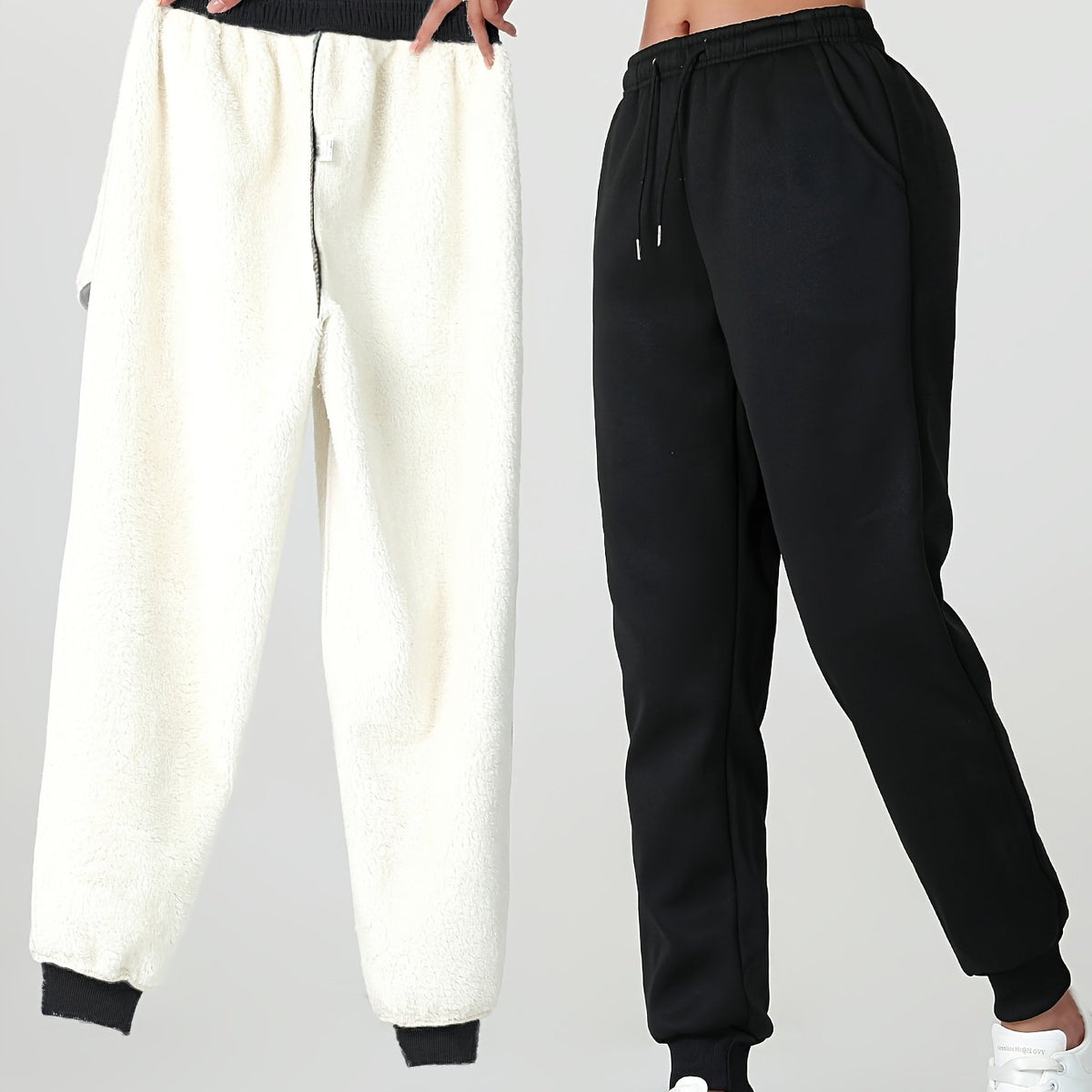 Women's soft-lined cuffed joggers with a drawstring waist and slant pockets