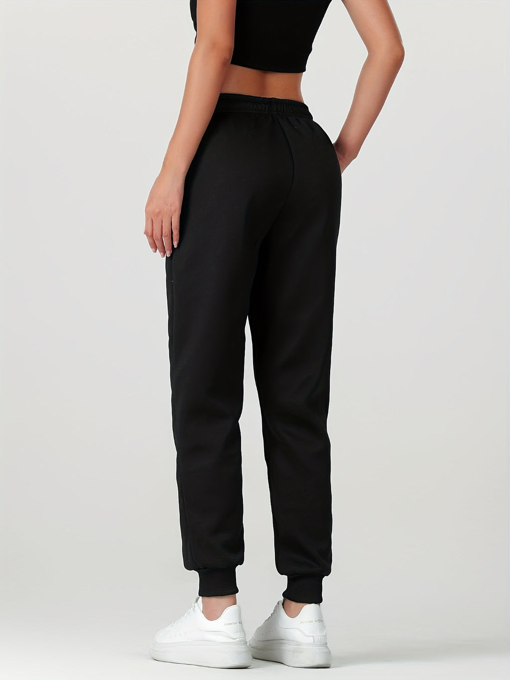 Women's soft-lined cuffed joggers with a drawstring waist and slant pockets