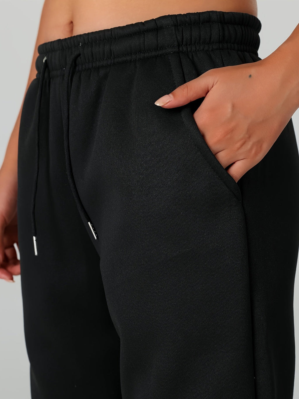 Women's soft-lined cuffed joggers with a drawstring waist and slant pockets