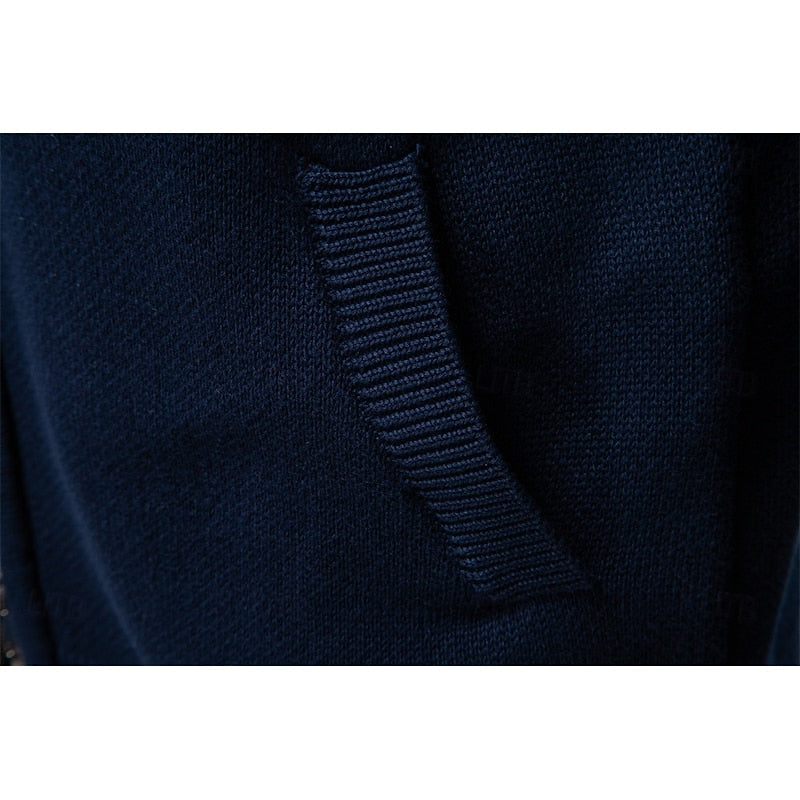 Men's Fair Isle zip-up cardigan with a stand-up collar for winter