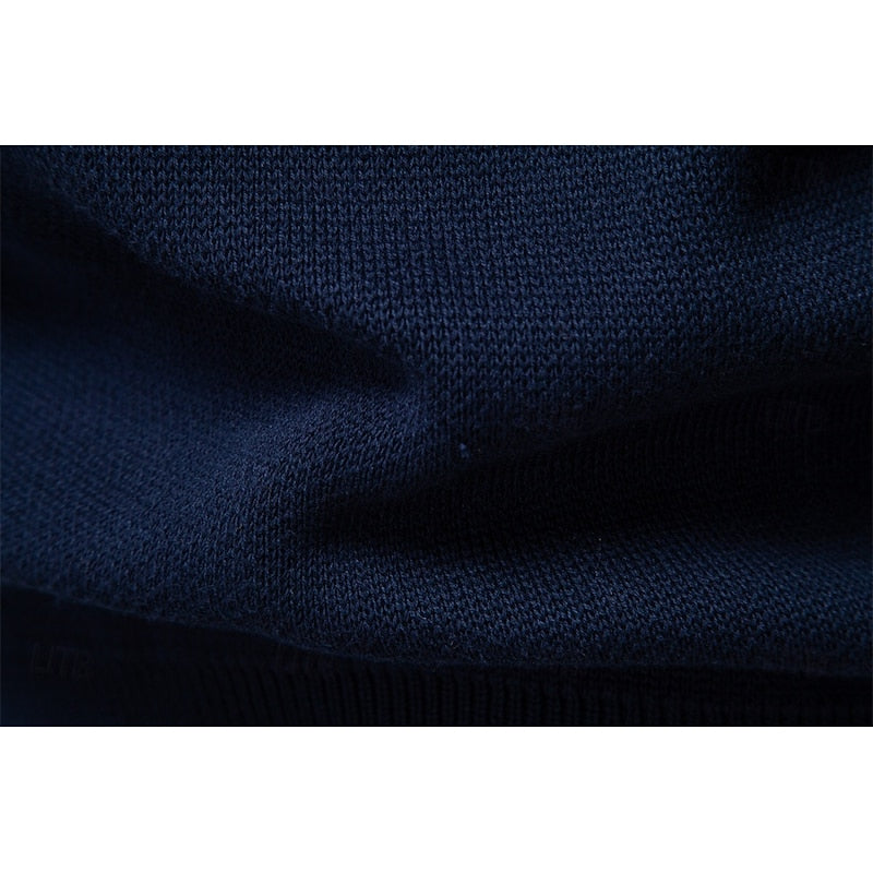 Men's Fair Isle zip-up cardigan with a stand-up collar for winter