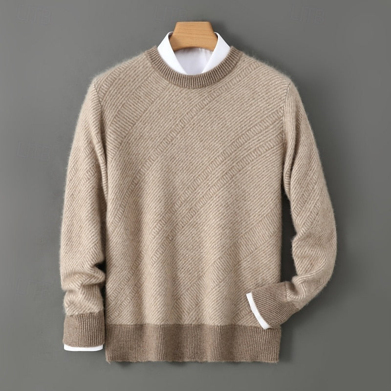 Men's textured ribbed knit crew neck sweater in a regular fit