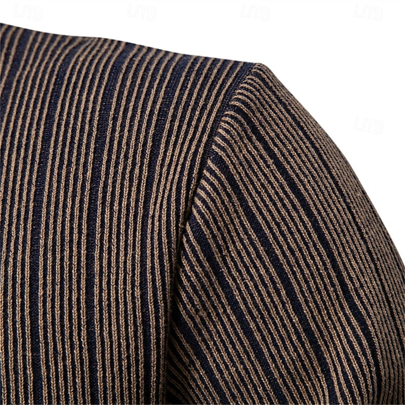 Men's ribbed mock neck sweater with a tailored, relaxed fit