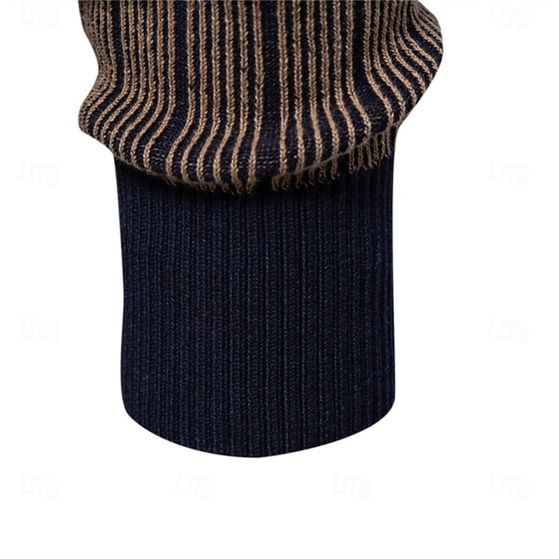 Men's ribbed mock neck sweater with a tailored, relaxed fit