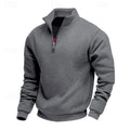 Men's dark gray quarter-zip pullover sweatshirt with stand collar