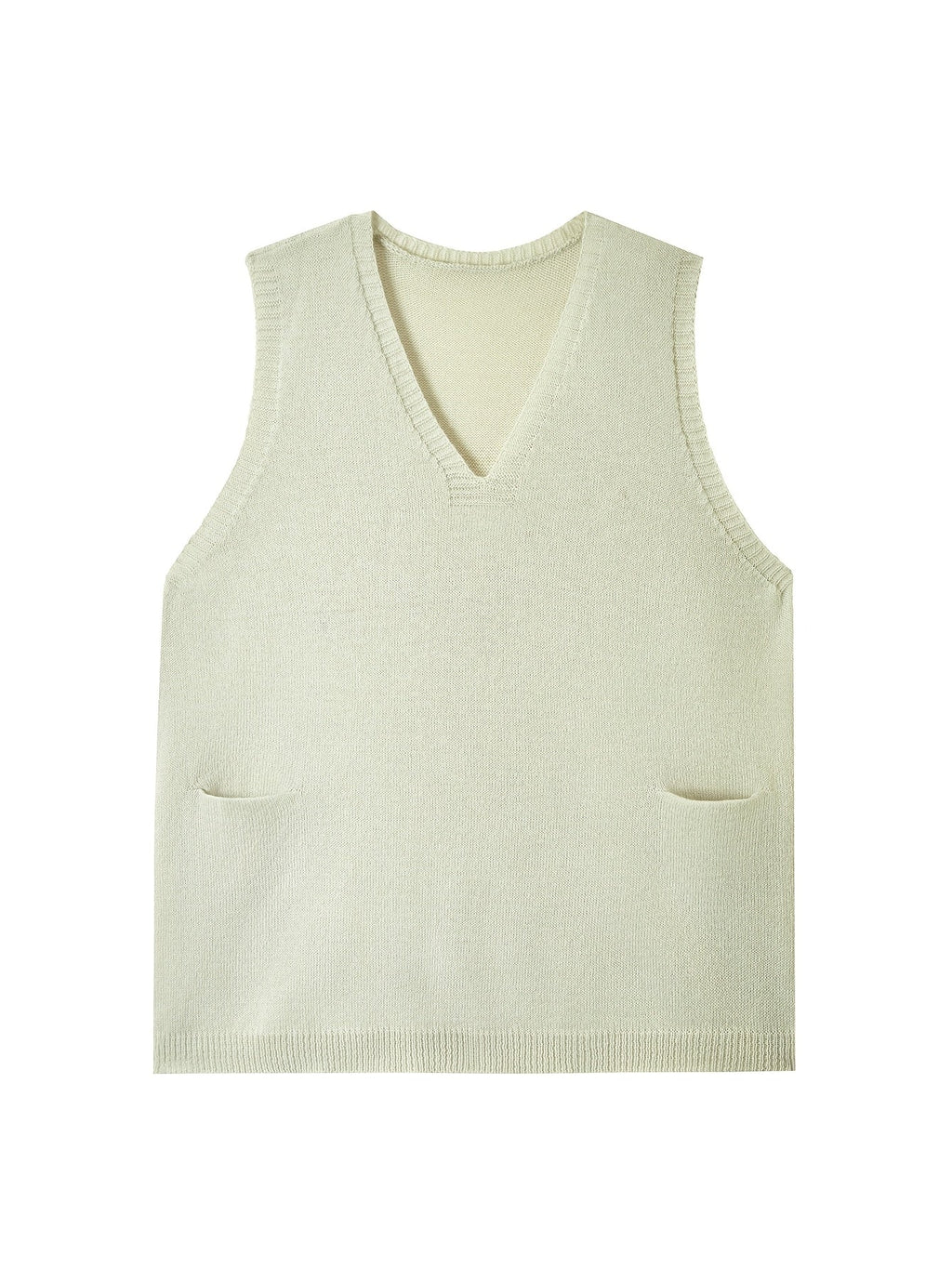 Women's white gray longline knit vest with a V-neckline
