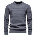 Men's dark grey textured crewneck sweater, tailored fit