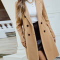 Women's ginger double-breasted mid-length coat with a tailored, flattering fit