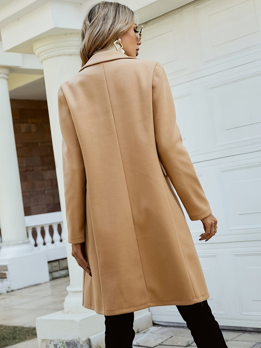 Women's ginger double-breasted mid-length coat with a tailored, flattering fit