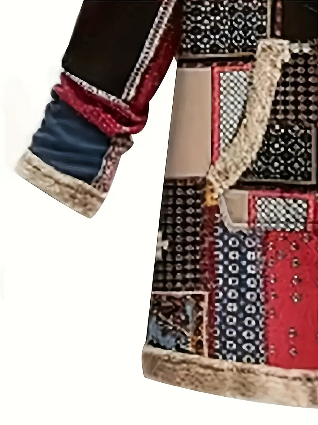 Women's multicolor patchwork print hooded jacket with front pockets