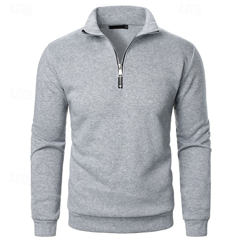 Men's mock-neck quarter-zip pullover with a stand-up collar for winter